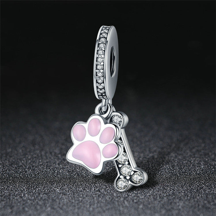 Sterling Silver Dog Paw Hypoallergenic Dangle Charm