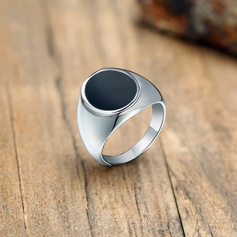 Stainless Steel Medieval Oval Signet Ring
