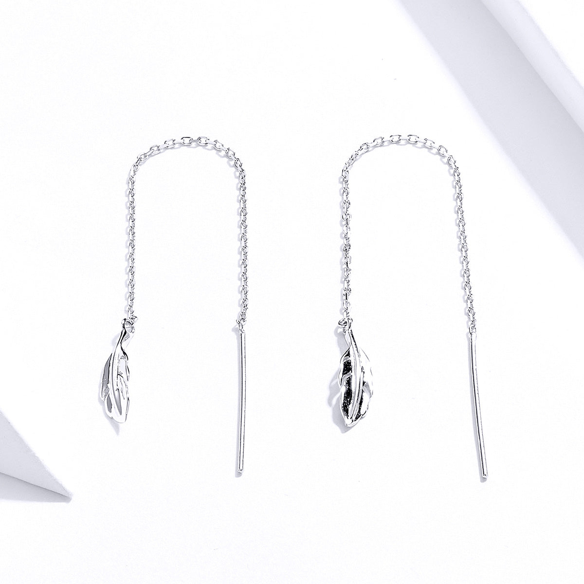Sterling Silver Feather Threader Hypoallergenic Earrings