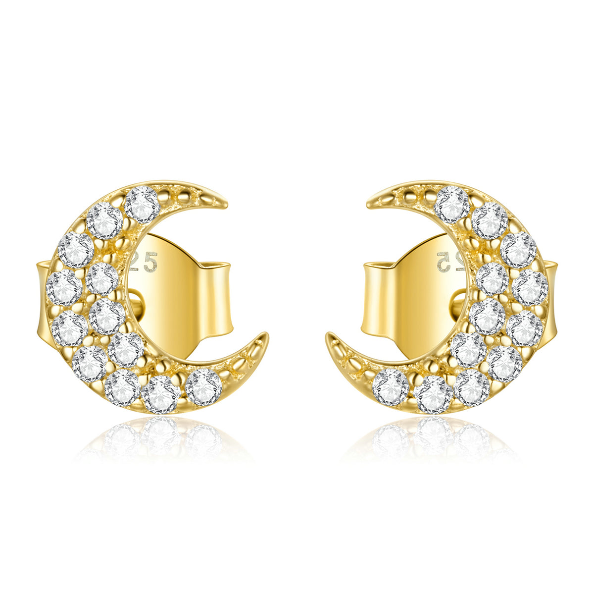 Sterling Silver Golden Moon Stud Hypoallergenic Earrings